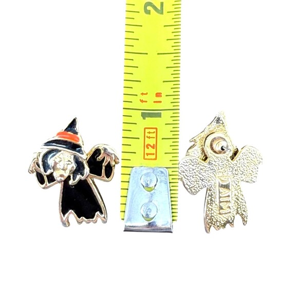 Halloween Witch Earrings Enamel Gold Tone Black Dangle Drop Spooky Festive EUC - Picture 10 of 13